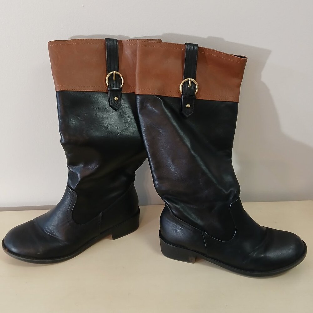 YNot girls boots size 3 - black with tan trim